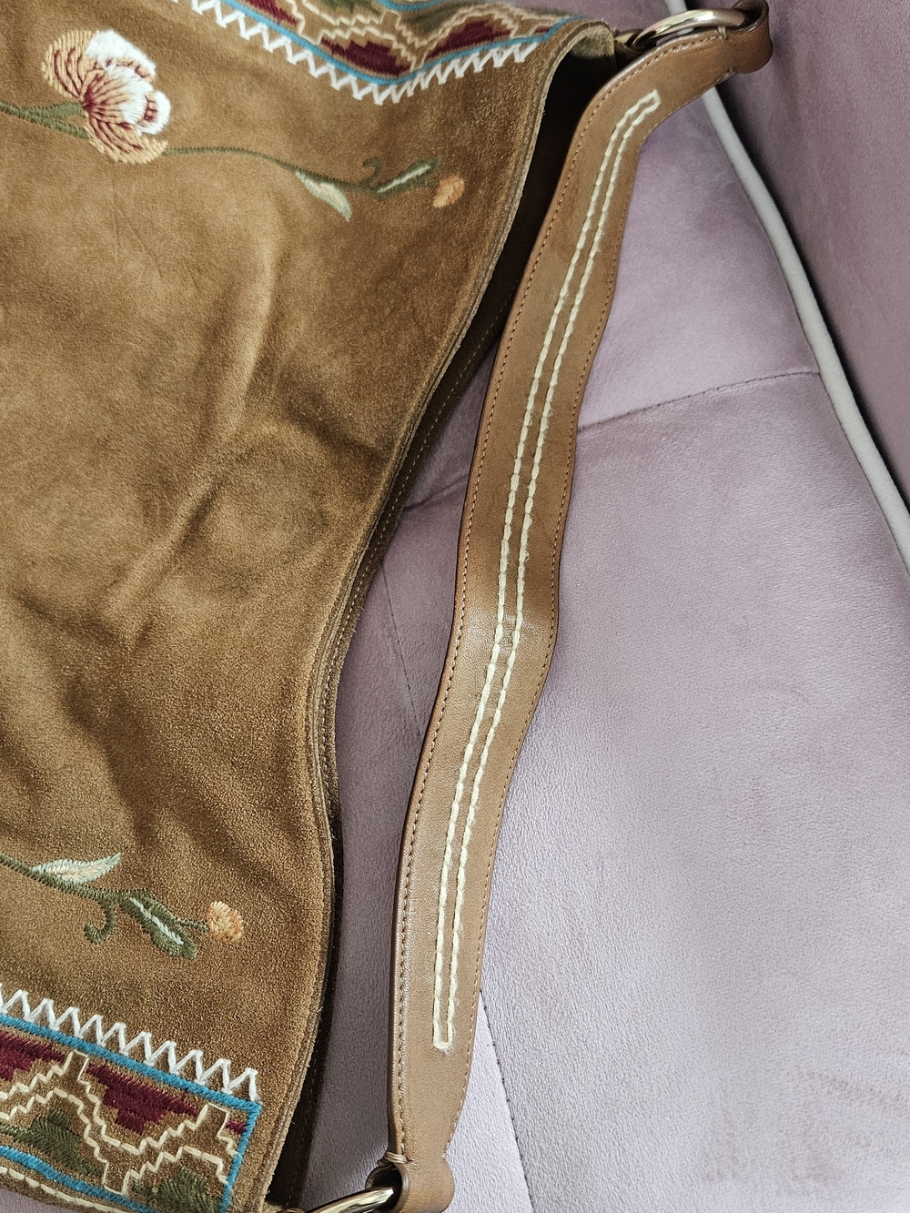 Johnny Was Tan Embroidered Floral Shoulder Bag - Picture 6 of 8